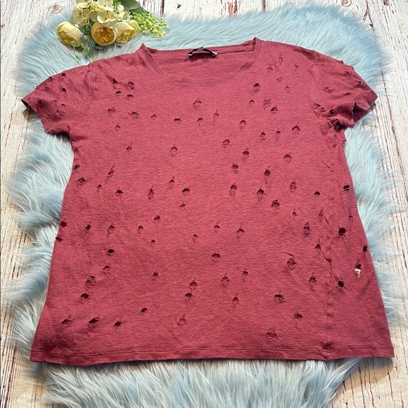 IRO Clay Cutout Linen Tee Red sz XS - Picture 1 of 10